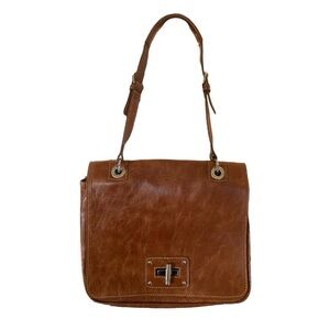 Prune Womens Brown Leather Fold Over Shoulder Purse